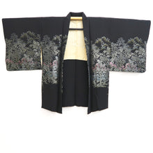 Load image into Gallery viewer, Haori Jacket Vintage(1950-1980) Black Gold Silver Landscape Tree Silk #10821E1