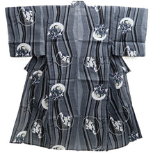 Load image into Gallery viewer, Men's Yukata Black Gray Fujin Raijin Wind God Thunder God Cotton #10359F3