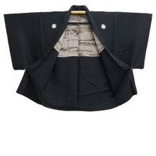 Load image into Gallery viewer, Men's Haori Vintage(1950-1980) Black Montsuki Landscape Silk #10436A3