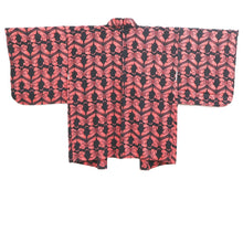 Load image into Gallery viewer, Haori Jacket Black Reddish Pink Butterfly Silk #10791D5
