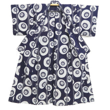 Load image into Gallery viewer, Yukata Vintage(1950-1980) Navy Dragonfly Bangasa Umbrella Cotton #10483A5