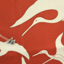 Load image into Gallery viewer, Kimono Vintage(1920-1950) Red White Gold Crane Birds Silk #9669J3