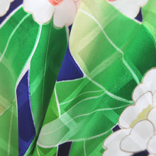 Load image into Gallery viewer, Furisode Blue Green Camellia Tall Silk #10322F1