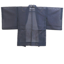 Load image into Gallery viewer, Haori Jacket Vintage(1950-1980) Dark Blue Pink Sheer Botanical Silk #10971F3