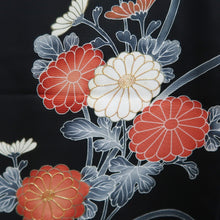 Load image into Gallery viewer, Haori Jacket Vintage(1950-1980) Black Chrysanthemum Silk #10139D3