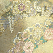 Load image into Gallery viewer, Fukuro Obi Gold Peony Wisteria Silk BB327V9