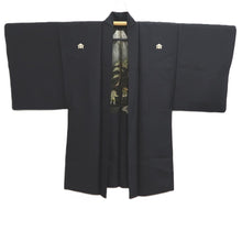 Load image into Gallery viewer, Men's Haori Vintage(1950-1980) Black Montsuki Habutae Mountain Silk #10880E4