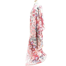 Load image into Gallery viewer, Furisode Pink Crane Birds Plum blossom Silk #10323F1