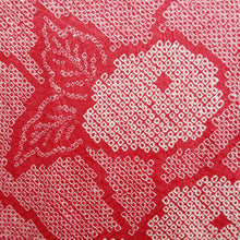 Load image into Gallery viewer, Haori Jacket Vintage(1950-1980) Red Shibori Peony Silk #10064D1