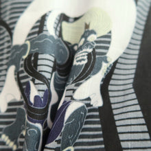 Load image into Gallery viewer, Men's Yukata Black Gray Fujin Raijin Wind God Thunder God Cotton #10359F3