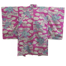 Load image into Gallery viewer, Haori Jacket Vintage(1920-1950) Magenta Meisen Botanical Silk #11041A3