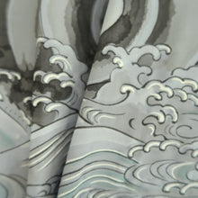 Load image into Gallery viewer, Men's Juban Vintage(1950-1980) Gray Dragon Curling Wave Silk #10445A3