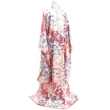Load image into Gallery viewer, Furisode Pink Crane Birds Plum blossom Silk #10323F1