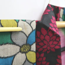 Load image into Gallery viewer, Haori Jacket Vintage(1920-1950) Black Red Meisen Chrysanthemum Long Silk #9632J1