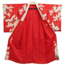 Load image into Gallery viewer, Juban Vintage(1950-1980) Red Crane Birds Silk #10503B1