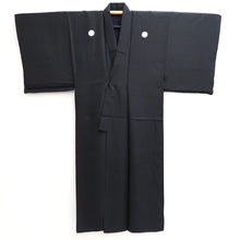 Load image into Gallery viewer, Men's Kimono Vintage(1950-1980) Black Montsuki Habutae Silk #10864E3