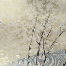 Load image into Gallery viewer, Fukuro Obi Gold Plum blossom Branch Ryusui Silk BB310V8