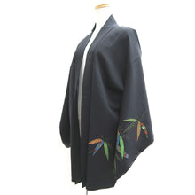 Load image into Gallery viewer, Haori Jacket Black Gold Bamboo leaf Silk #10982F3