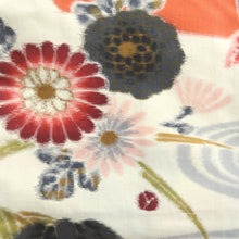 Load image into Gallery viewer, Haori Jacket Vintage(1920-1950) White Vermillion Meisen Floral pattern Silk #11031A2