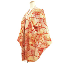 Load image into Gallery viewer, Haori Jacket Vintage(1950-1980) Red Yellow Shibori Flower Silk #10611C3