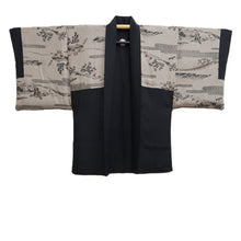 Load image into Gallery viewer, Men's Haori Vintage(1950-1980) Black Montsuki Landscape Silk #10436A3