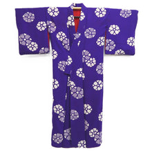 Load image into Gallery viewer, Kimono Vintage(1950-1980) Purple Shibori Flower Silk #10264E4