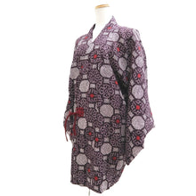 Load image into Gallery viewer, Haori Jacket Dark Purple Full Shibori Floral Silk #10832E2