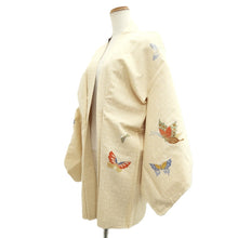 Load image into Gallery viewer, Haori Jacket Cream white Beige Butterfly Embroidery Silk #10942F1