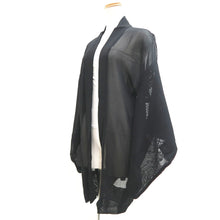 Load image into Gallery viewer, Haori Jacket Vintage(1950-1980) Black Sheer Botanical Embroidery Silk #10892E4