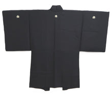 Load image into Gallery viewer, Men's Haori Vintage(1950-1980) Black Montsuki Habutae Mountain Silk #10880E4