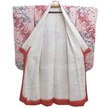 Load image into Gallery viewer, Furisode Pink Crane Birds Plum blossom Silk #10323F1