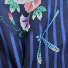 Load image into Gallery viewer, Yukata Black Blue Dragonfly Asagao Cotton #10344F3