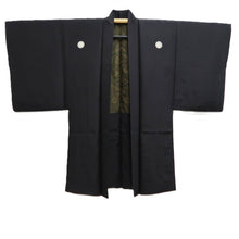Load image into Gallery viewer, Men's Haori Vintage(1950-1980) Black Montsuki Silk #10422A2