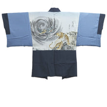 Load image into Gallery viewer, Men's Haori Vintage(1950-1980) Blue Black Dragon Tiger Silk #10648C4