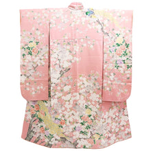 Load image into Gallery viewer, Furisode Pink Cherry Blossom Peacock Tall Silk #10552B4