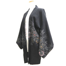 Load image into Gallery viewer, Haori Jacket Vintage(1950-1980) Black Silver Gold Flower Silk #9753A3