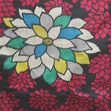 Load image into Gallery viewer, Haori Jacket Vintage(1920-1950) Black Red Meisen Chrysanthemum Long Silk #9632J1