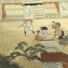 Load image into Gallery viewer, Fukuro Obi Gold Landscape Kizoku Samurai Silk BB333V9
