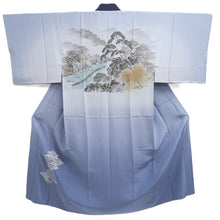 Load image into Gallery viewer, Men's Juban Blueish Gray Landscape Silk #10446A3