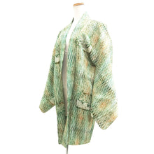 Load image into Gallery viewer, Haori Jacket Vintage(1950-1980) Green Brown Full Shibori Kiku Silk #10802D5