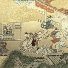 Load image into Gallery viewer, Fukuro Obi Gold Landscape Kizoku Samurai Silk BB333V9