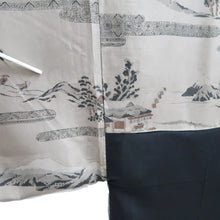 Load image into Gallery viewer, Men's Haori Vintage(1950-1980) Black Montsuki Landscape Silk #10436A3