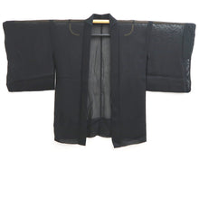 Load image into Gallery viewer, Haori Jacket Vintage(1950-1980) Black Sheer Botanical Embroidery Silk #10892E4
