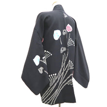 Load image into Gallery viewer, Haori Jacket Vintage(1950-1980) Black Shibori Flower Silk #9850B2