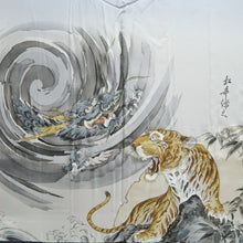 Load image into Gallery viewer, Men's Haori Vintage(1950-1980) Blue Black Dragon Tiger Silk #10648C4