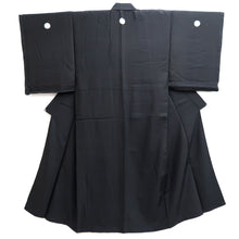 Load image into Gallery viewer, Men's Kimono Vintage(1950-1980) Black Montsuki Habutae Silk #10864E3