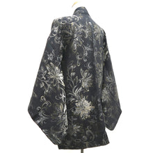 Load image into Gallery viewer, Haori Jacket Vintage(1950-1980) Black Silver Gold Flower Silk #10185D5