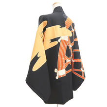 Load image into Gallery viewer, Haori Jacket Vintage(1950-1980) Black Lattice fence Cloud Silk #11062A4