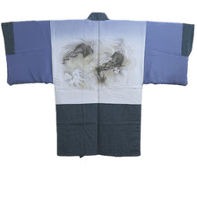 Load image into Gallery viewer, Men's Haori Vintage(1950-1980) Dark Blue Dragon Silk #10410A2