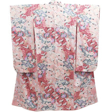 Load image into Gallery viewer, Furisode Pink Crane Birds Plum blossom Silk #10323F1